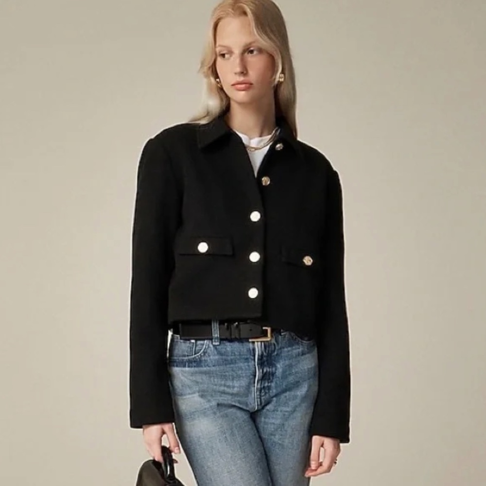 J.Crew Cropped Lady Jacket Black Size Medium NWT